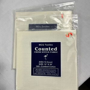 MCG Textiles AIDA Cloth 14 Count Cross Stitch Fabric 12x18 Counted 2 Pack
